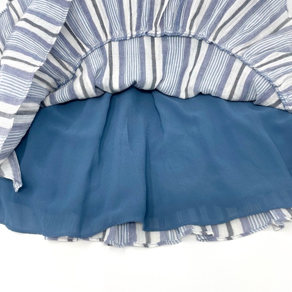 Michael Kors Women’s Short Sleeve Faux Wrap Dress Dark Chambray Blue Stripes Lg - Picture 7 of 11